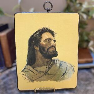 Vintage M Hook 1962 Jesus “The Christ” Wood Wall Plaque Hanging Art